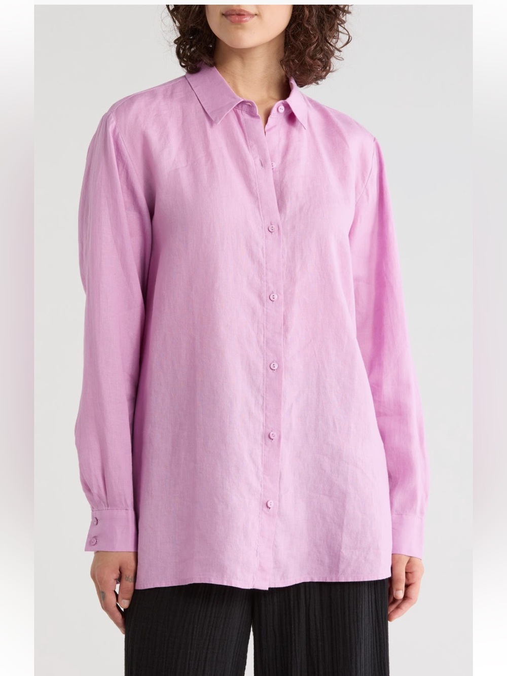 Eileen Fisher NWT Classic Collar Organic Linen
Button-Up Shirt